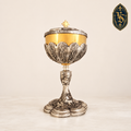 Ciboire liturgique bicolore avec monture décorative argentée 26 cm – CBSCM-010